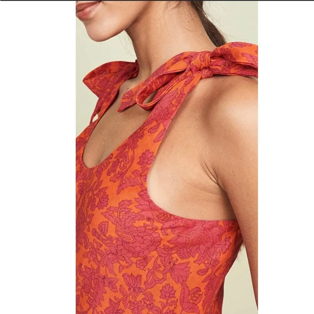 Free People Pink and Orange Tie-Shoulder Maxi Dress